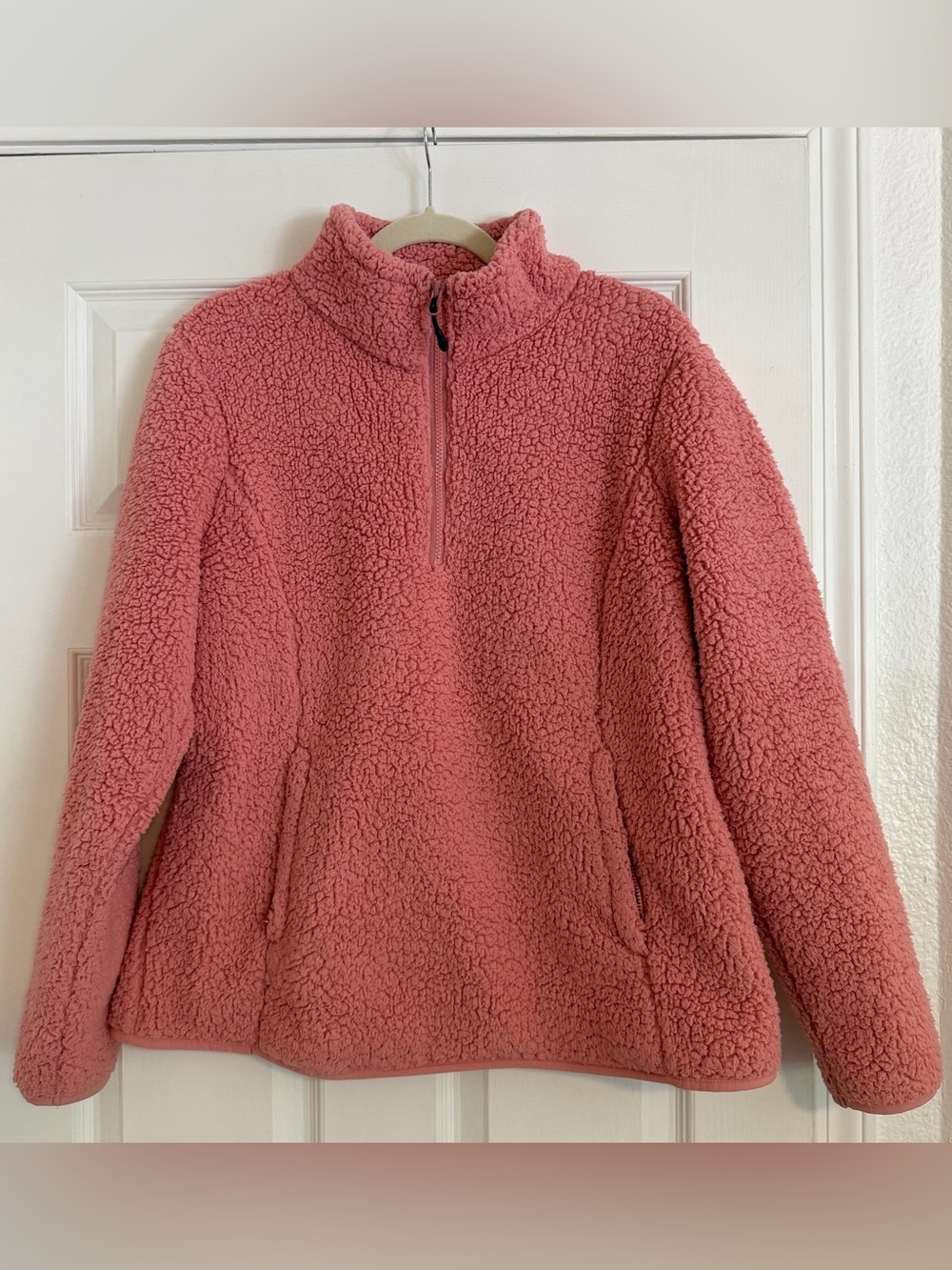 Amazon Essentials Pink Sherpa Quarter Zip Fleece Pullover Jacket 1X